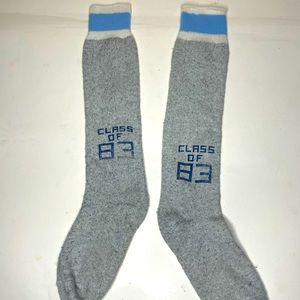Vintage 80’s Class of ‘83 socks gray with light blue and white women’s